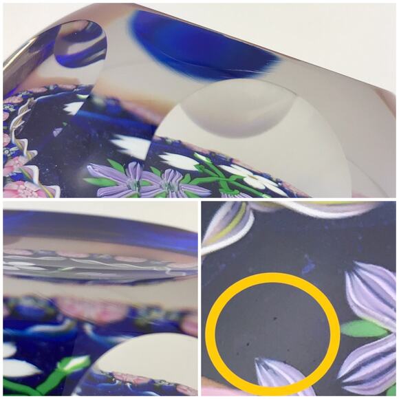 Perthshire 1986B Bouquet Lampwork Flower Millefiori Twist Facet Blue Paperweight - Picture 14 of 14